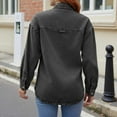 thumbnail image 4 of Jean Jackets for Women Trendy Button Up Denim Shirt Jacket Long Sleeve Split Casual Loose Fit Fashion Clothes with Pockets (M, Gray), 4 of 6