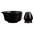 thumbnail image 2 of Cuenco de cerámica para Matcha, tazón de té de con boquilla, cuenco para mezclar Matcha de 500ml y juego de soporte para batidor, para salón Negro, 2 of 8