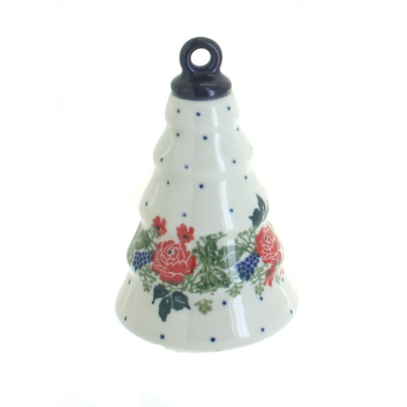 Blue Rose Polish Pottery Winter Floral Christmas Tree Ornament
