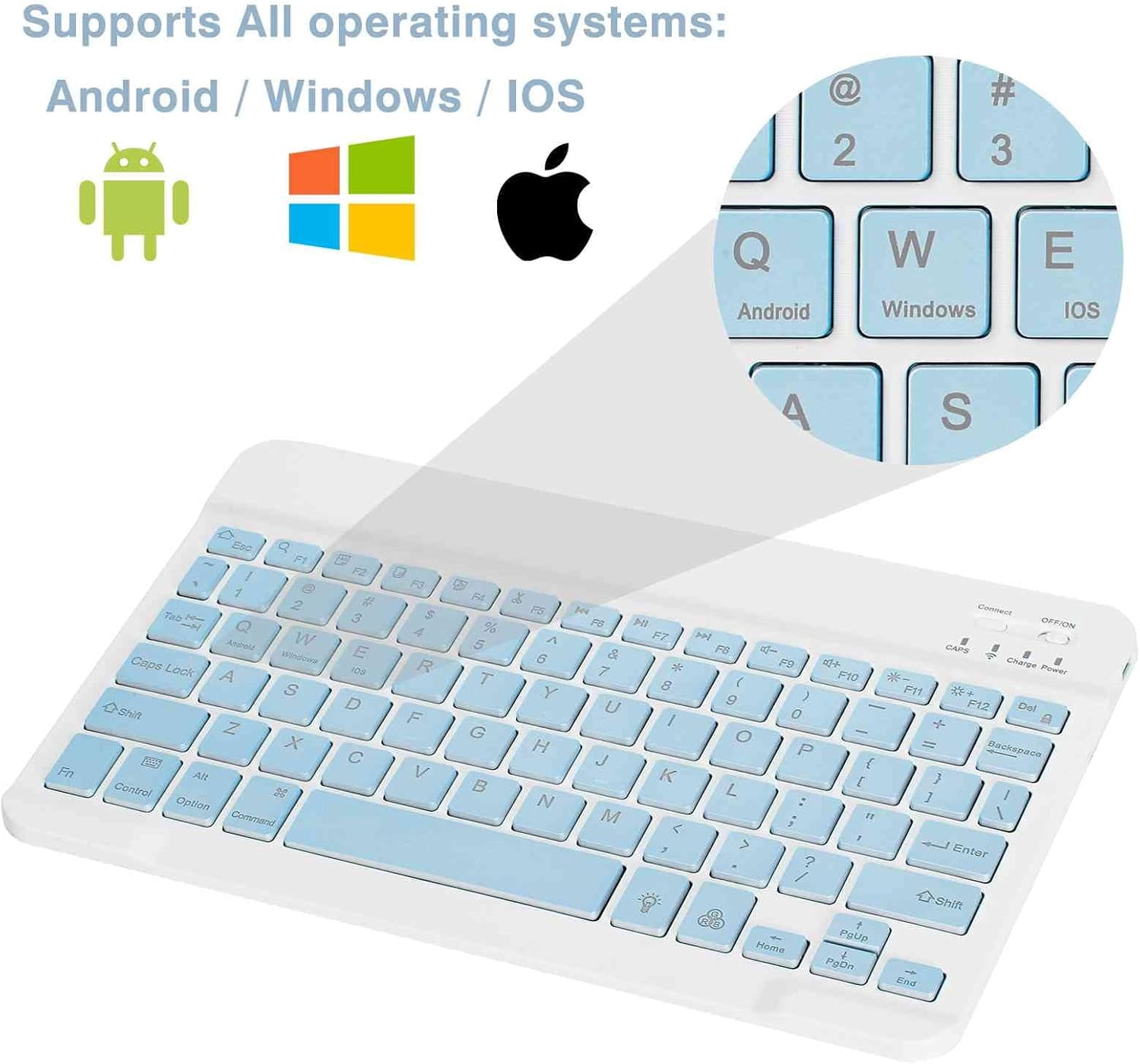 Innotech SC Rechargeable Bluetooth Keyboard and Mouse Combo-7-Color Backlit Ultra-Slim Portable Compact Wireless Mouse Keyboard Set for Android Windows Tablet Cell Phone iPad 13 and Above-Blue
