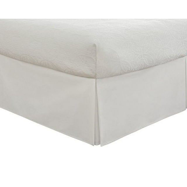Fresh Ideas Bedding Tailored Bedskirt, Classic 14" Drop Length, Pleated Styling, Full, White