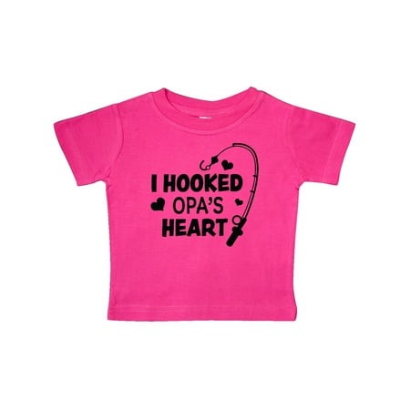 

Inktastic I Hooked Opa s Heart with Fishing Rod Gift Baby Boy or Baby Girl T-Shirt