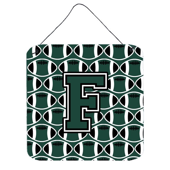 Letter F Football Green and White Wall or Door Hanging Prints
