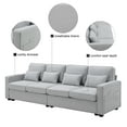 thumbnail image 2 of 104" 4-Seater Modern Linen Fabric Sofa with Armrest Pockets and 4 Pillows,Minimalist Style Couch for Living Room, Apartment, Office, 2 of 15