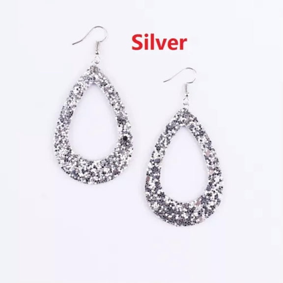 BOHO Rainbow Galaxy Glitter Leather Teardrop Frame Hollow Earrings Women Jewelry