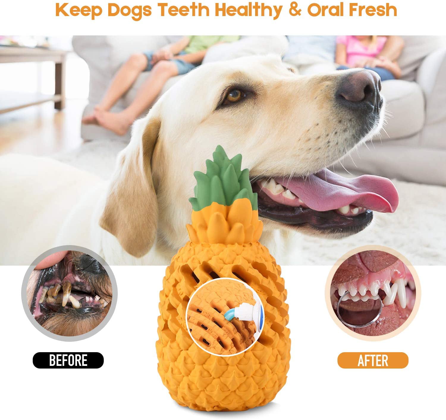 Dog Chew Toys for Aggressive Chewer Large Breed Small Breed Dog Puppy Dog Toothbrush Indestructible Dog Chew Toy for Medium Dogs Pineapple Shaped Tough Dog Dental Teeth Cleaning Chew Toy