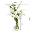 thumbnail image 4 of Enova Home Artificial Flowers Mixed Cream Real Touch Tulips and Lily Fake Silk Flowers Arrangement in Cylinder Glass Vase with Faux Water for Home Office Wedding Decoration, 4 of 4