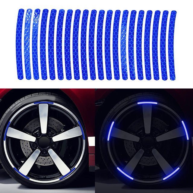 Lefu 20 Pcs Bandes Réfléchissantes Autocollants Moyeu de Roue Jante Bande Ruban Décalque Accessoires de Voiture