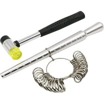 NIUPIKA Durable Steel Ring Sizer Tool Set, Includes Flexible Cable & Rubber Hammer, Metal, 0-13 US