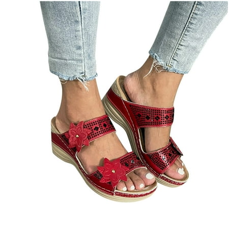 

Juebong Sandals clearance Gladiator Sandals Women Dressy Summer 2024 Peep Toe Platform Sandals Shoes Beach Wedges Ladies Flip Flops Orthopedic Leather Sandals