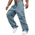 thumbnail image 4 of XIAONU Men's Black Baggy Cargo Pants Multi-Pocket Loose-Fit Trousers Stylish Streetwear Casual Daily Pant, 4 of 9