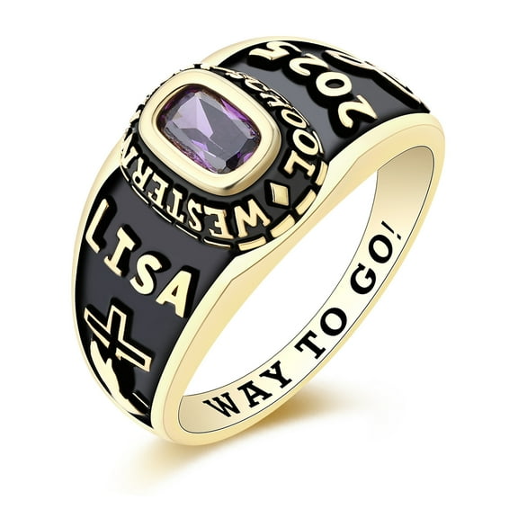 Mementos PJM Custom 10kt Yellow Gold Class Rings for Women High School College Graduation-Petite