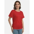 thumbnail image 5 of Women's Short Sleeve Boat Neck Top - Dolman Style with Side Shirring & Drape Detail, 5 of 6