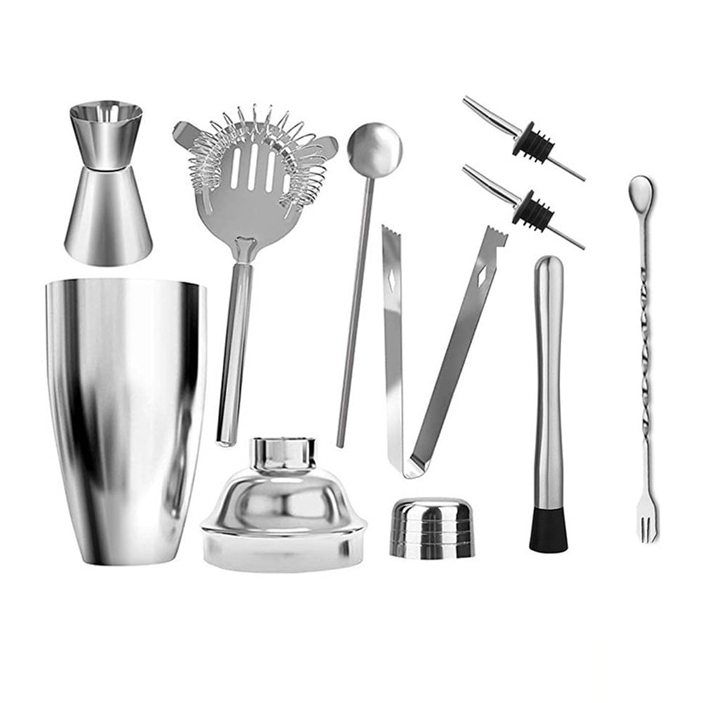 Cocktail Shaker Set 9 Pieces Stainless Steel Bartender Kit Mixer Professional Bartender Drink Making for Martini Margarita Mixes 550Ml 18.6 Silver - Walmart.com