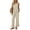 Beige, variant on Women's Elegant Sleeveless Ruffle Hem Tank Top and Wide Leg Pants Lounge Outfit Set - Chic Summer 2 Piece Ensemble
