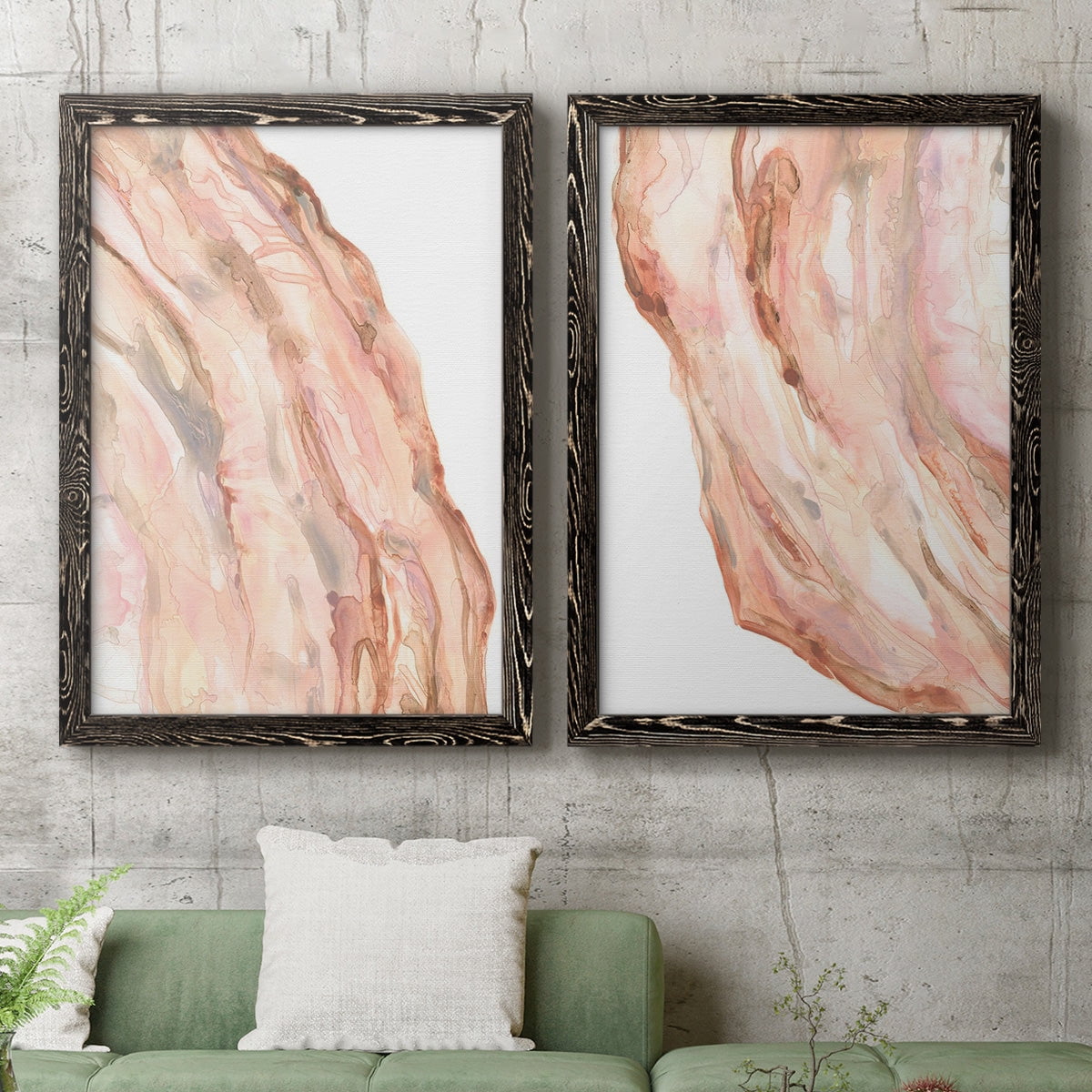 Rose Quartz I - Premium Framed Canvas 2 Piece Set - Ready to Hang