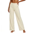 thumbnail image 5 of Qingpeng High Waisted Wide Leg Soft Knit Pants for Women, Elastic Waist Casual Summer Straight Leg Pants with Pockets, 5 of 5