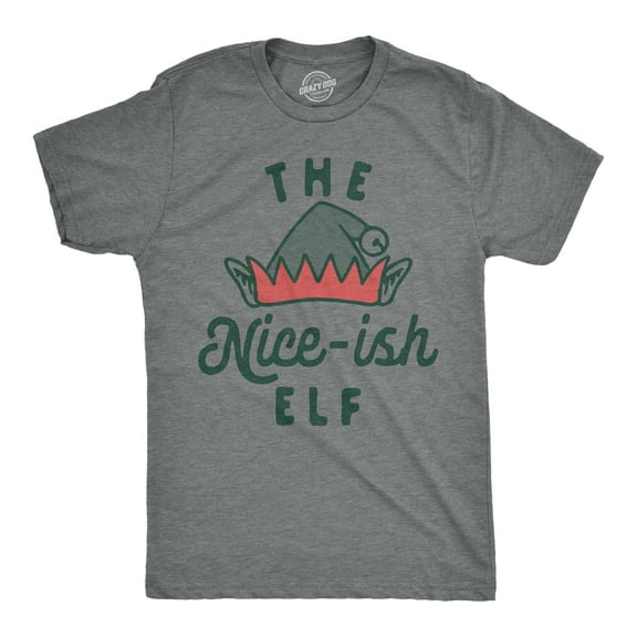 Mens The Nice Ish Elf T Shirt Funny Good Behavior Xmas Elves Joke Tee for Guys Graphic Tees