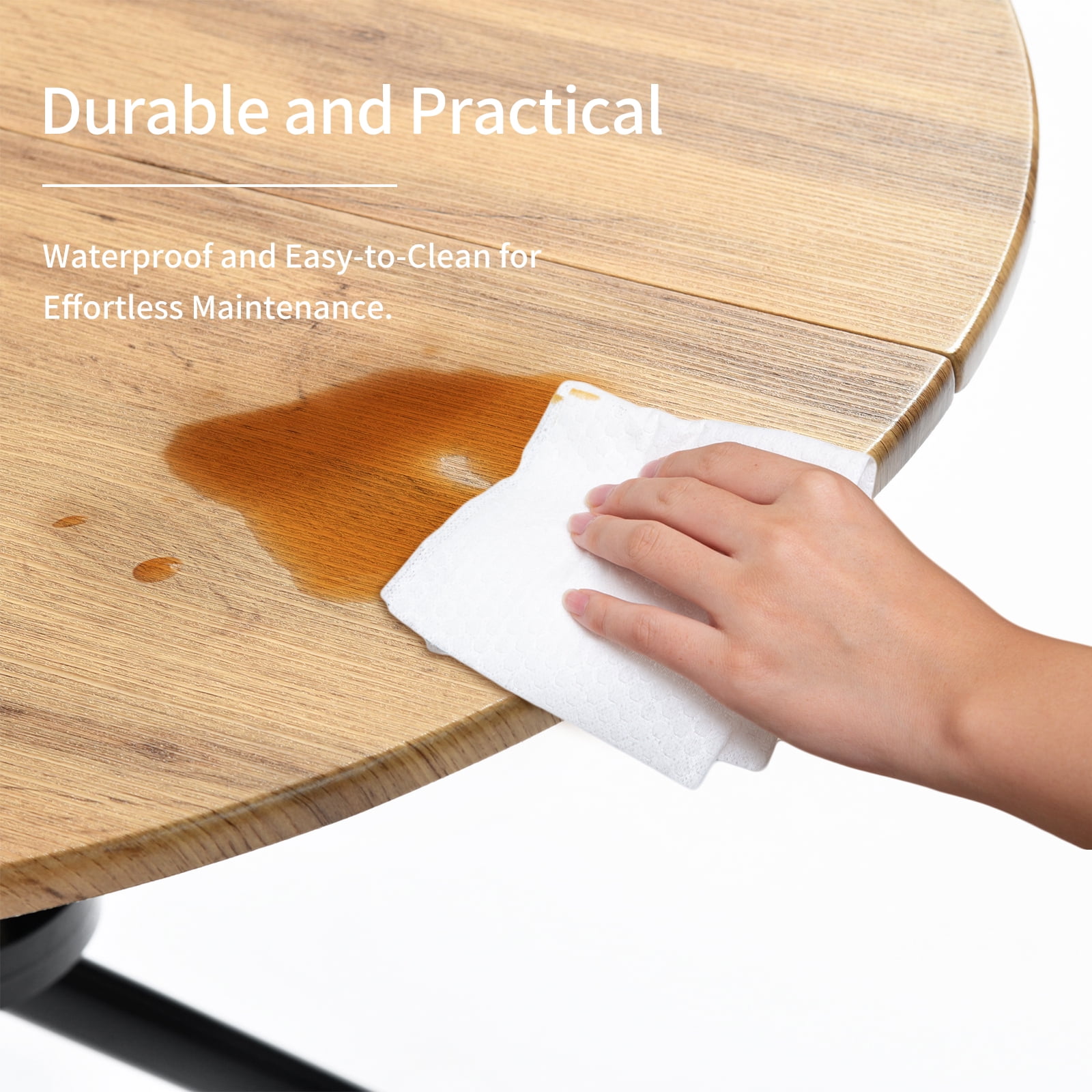 Homy Casa Round Dark Brown Dining Table with 2 Armchairs, Industrial 3-Piece Table Set with Brown Faux Suede Chairs for Small Dining Spaces