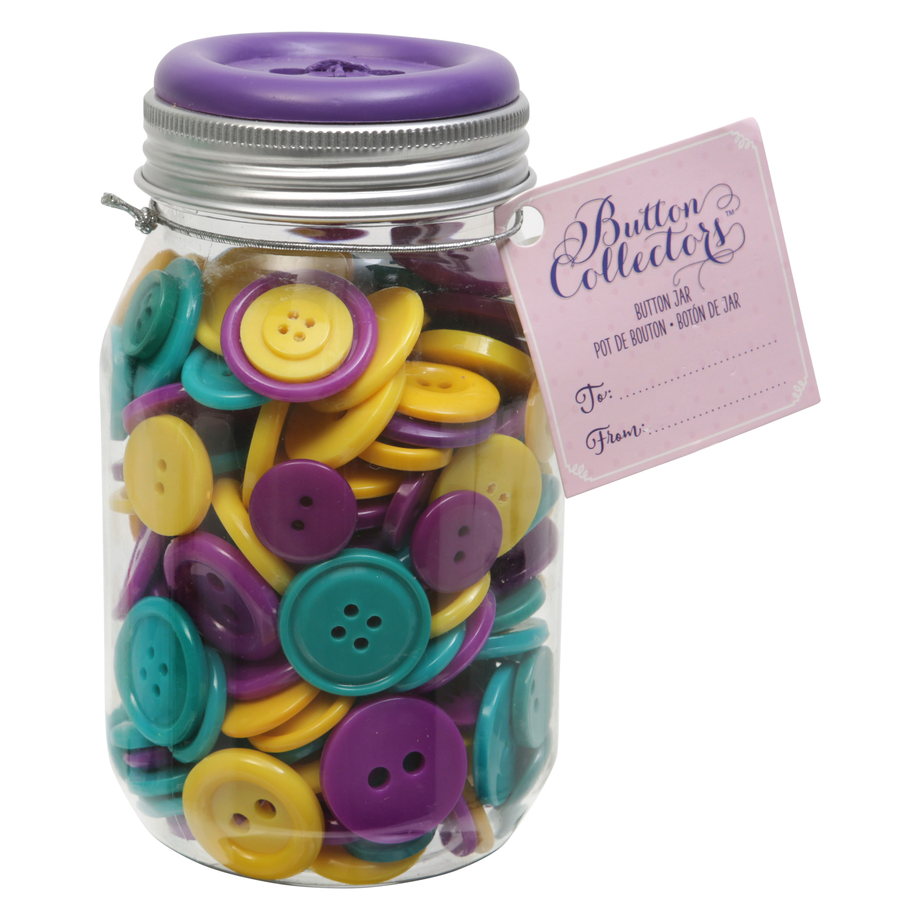 Simplicity Button Collector's Jar Assorted Bright Buttons, 8 oz., Sewing Fasteners