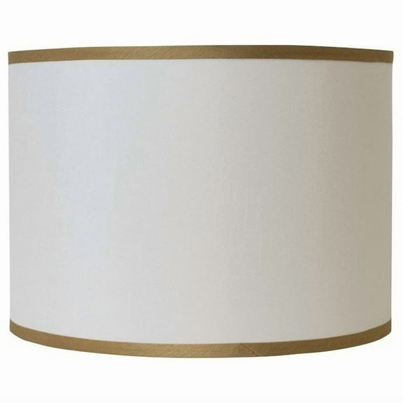 Faux Silk Drum Lamp Shade, 8" to 14" Bottom Size Off White, Gold 14"