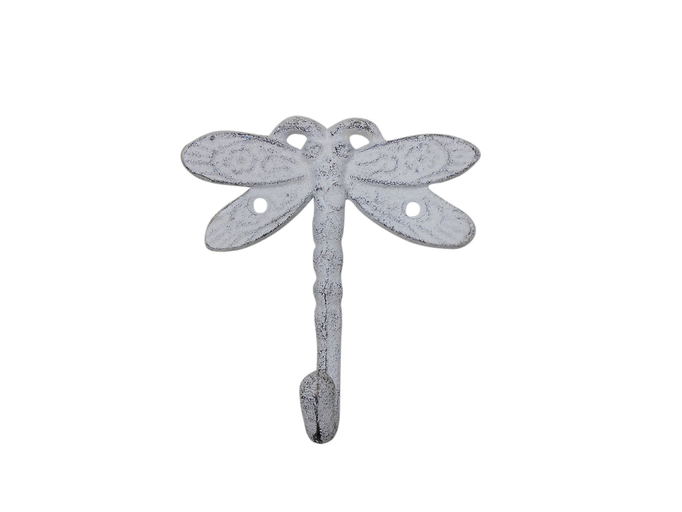 Whitewashed Cast Iron Dragonfly Decorative Metal Wall Hook 5'