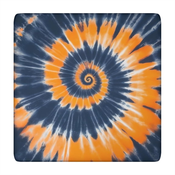 Orange Blue Tie Dye Mandala Pattern Square Fitted Tablecloth with Elastic Edge,Square Table Cover,Washable Elastic Table Cover for Home Kitchen Party Decor 34"x34"