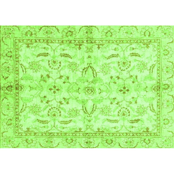 Ahgly Company Indoor Rectangle Oriental Green Modern Area Rugs, 2' x 4'