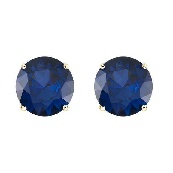 Gold Over Sterling Silver with Blue Sapphire Stud Earrings