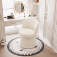 thumbnail image 3 of YOUNIKE Upholstered Armless Accent Chair, Swivel Vanity Stool With Wingback, Boucle Fabric Make-up Chair, White, 3 of 18