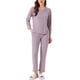 thumbnail image 1 of INSPIRAR CHIC Pijamas de Algodón para Mujeres, Conjuntos de Ropa de Dormir de Manga Larga con Pantalones y Bolsillos, Talla XL, Color Púrpura, 1 of 6