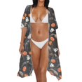thumbnail image 3 of HELLHERO High Quality Fabrics Long Kimono Swimsuit Cover Up for Beach Breathable Free Size Bathing Suit Cover Up Halloween Icon Pattern, 3 of 6