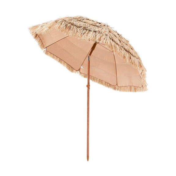 Tiki Umbrella 6ft, Thatched Patio Umbrella, Poolside Beach Umbrella, Outdoor Sun Shade with Tilt