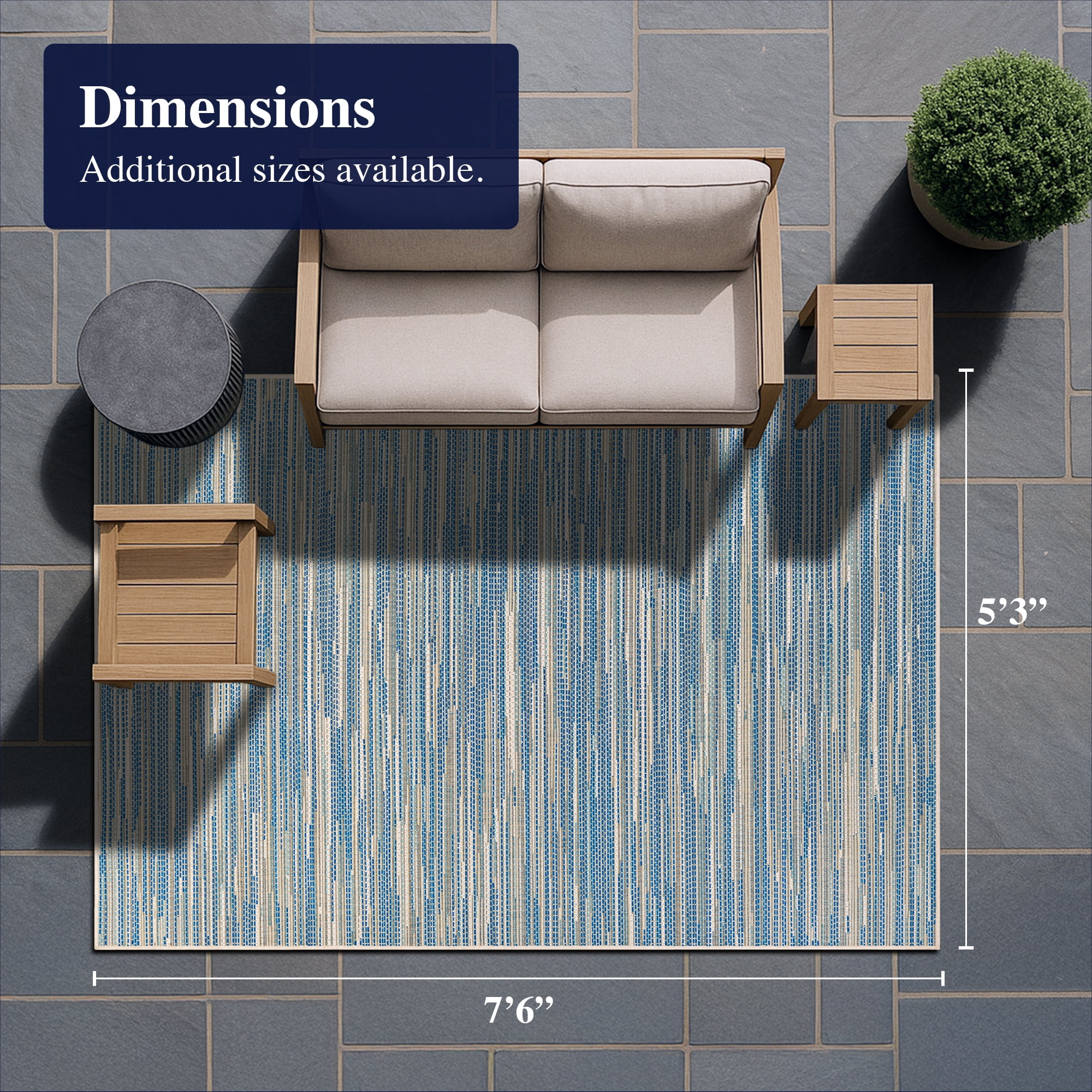 Couristan Alassio Area Rug, Sand/Azure/Turquoise ,Rectangle, 8'6" x 13'