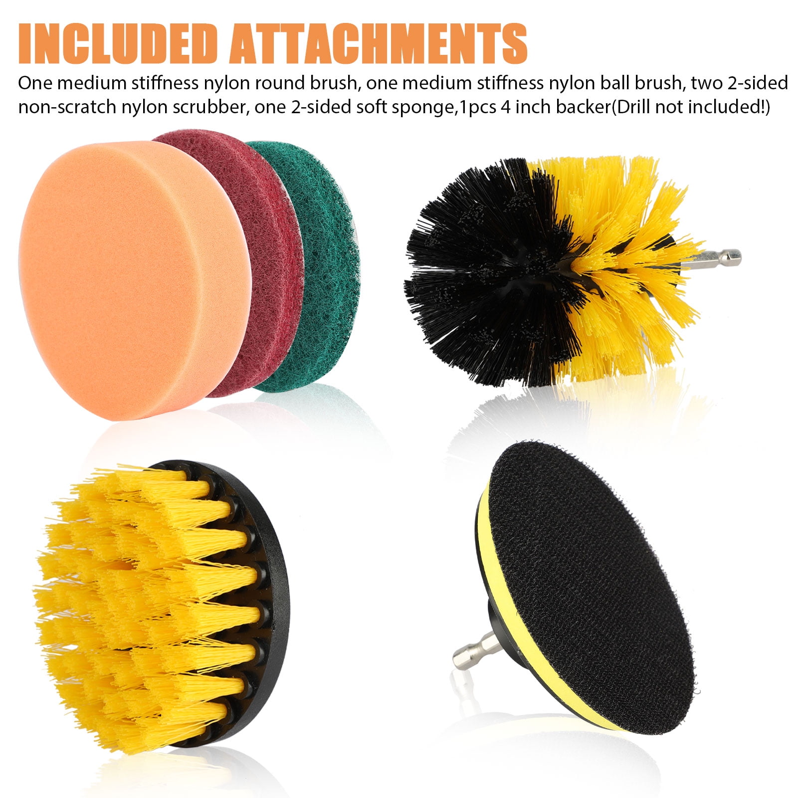 TSV 6pcs Drill Brush Attachments Set, Scrub Pads & Sponge, Buffing