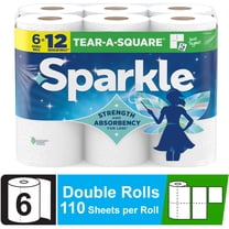 Sparkle Tear-a-Square Paper Towels, 6 Double Rolls
