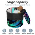 thumbnail image 2 of PhooArto Drawstring Cosmetic Bag, Barrel Shaped Portable Travel Makeup Bags, Neon Dragonfly Pattern Large Capacity Waterproof Multifunctional Bucket Toiletry Bag, 2 of 6