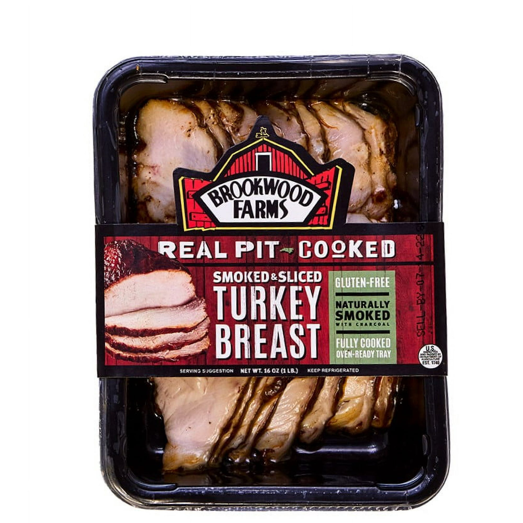 Brookwood Farms, Smoked & Sliced, Turkey Breast, Package Meals, 16 oz (Fresh)