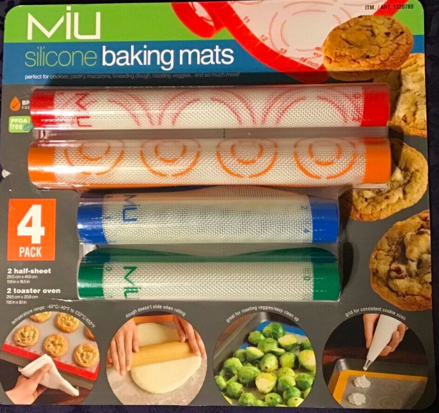 MIU France Three Silicone Baking Liners 2 Cookie Sheets, 1 Toaster Oven  Size