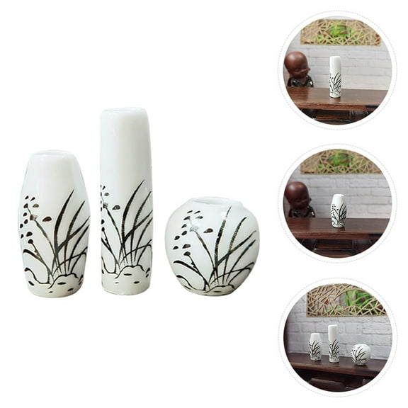 OUNONA Assorted Color Miniature Vase Set of 3 Ceramics for Home Decor Chic Mini House Decorations