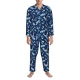 thumbnail image 3 of Disketp Blue Bus Mens Pajama Set, Soft Warm Long Sleeve Sleepwear, Cozy Button-Down Pjs for Men-Large, 3 of 7
