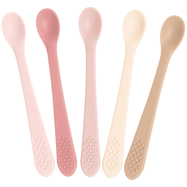 Baby Spoons - Infant Spoons First Stage - Silicone Baby Spoon For Self Feeding - First Stage Baby Feeding Spoon Set Gum Friendly - BPA Free, Pink
