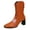 Brown, variant on Brown Womens Chunky Heel Square Toe Boots Fall Lightweight Comfortable Slip On Ankle Booties