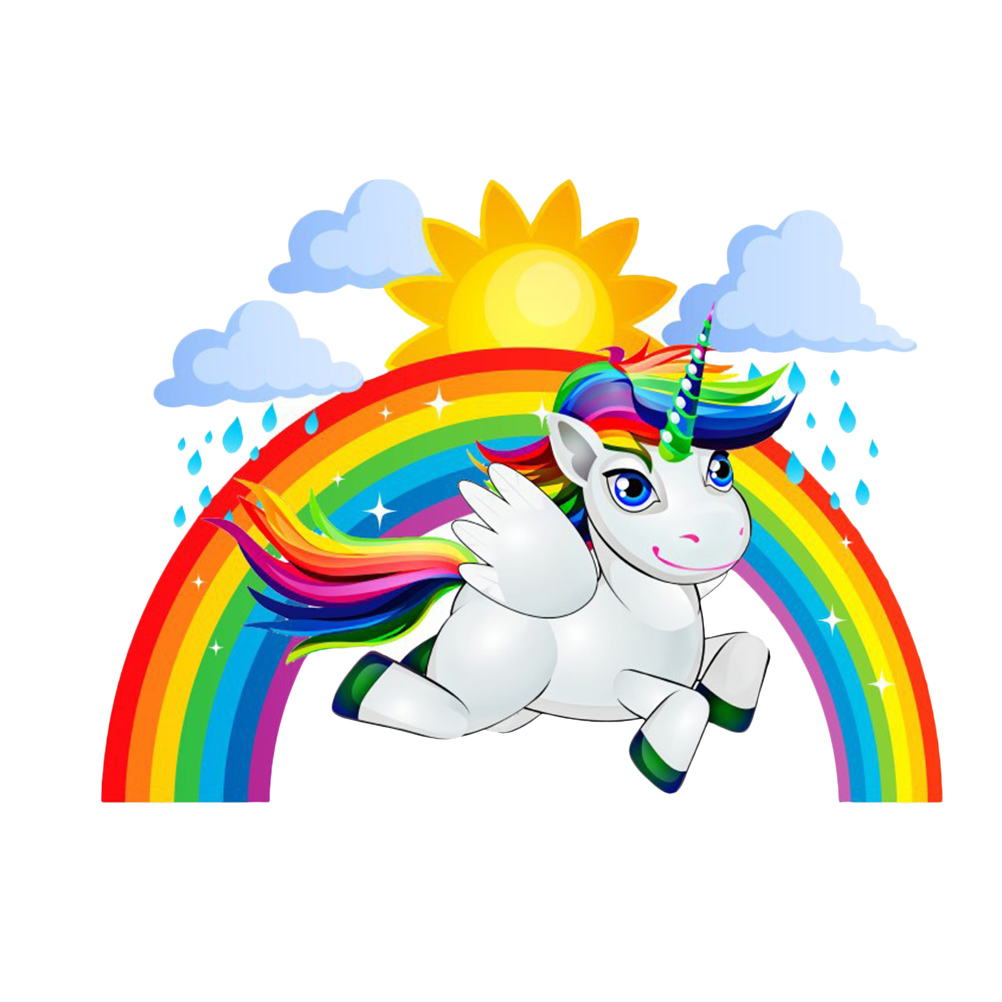Rainbow Unicorn Sun Cloud Wall Sticker Creative Wallpaper Unique Wall Decal Decorative Sticker