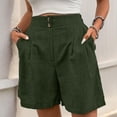 thumbnail image 2 of Costeam Womens Solid Color Elastic Waist Straight Leg Bermuda Shorts Soft Wrinkle Resistant Fabric Mid Rise Relaxed Fit Mid Knee Length Casual Everyday Wear Short Bottoms, 2 of 7