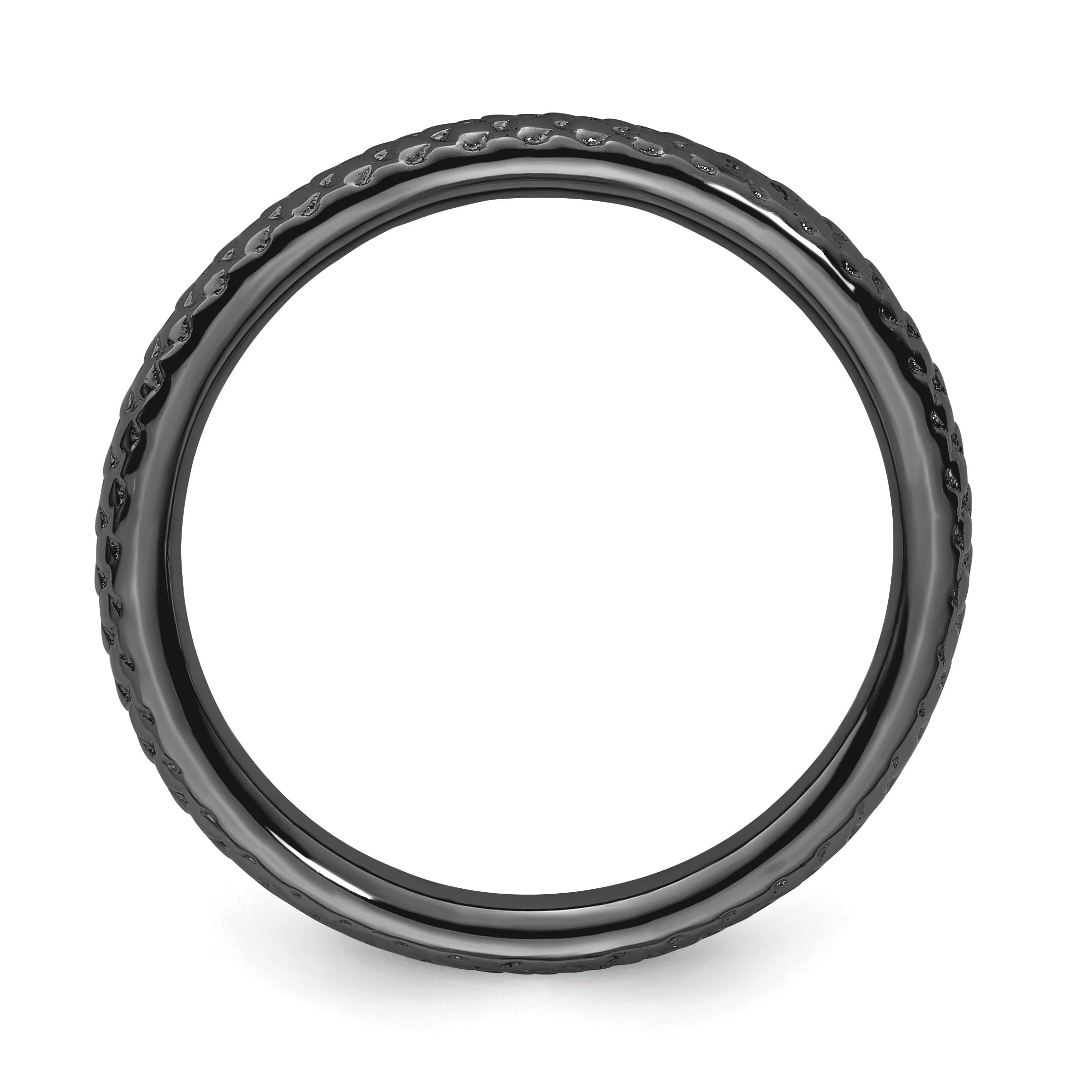 Sterling Silver Black-Plated Cable Ring