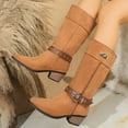 thumbnail image 5 of Brown Ladies Boots In Suede With Buckle Detail And Low Heel For A Stylish Fall Winter Appearance, 5 of 9