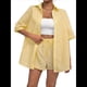 thumbnail image 1 of Pijama de 2 Piezas para Mujer, con Botones A Rayas, Corta, Solapa y Pantalón Corto. Amarillo L, 1 of 10