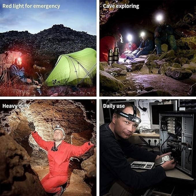Headlamp Flashlight, USB Rechargeable Led Head Lamp,Waterproof Headlight with 10 Modes and Adjustable Headband, Perfect for Camping, Hiking, Hunting