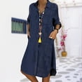 thumbnail image 3 of Vestido camisero con solapa para mujer vestido elegante de mezclilla desgastado vestido camisero de verano, 3 of 6